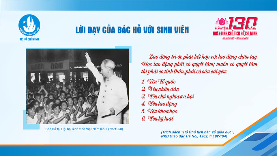 Những lời dạy của Bác Hồ đối với sinh viên tại Đại hội  Sinh viên Việt Nam lần thứ hai (07/5/1958)