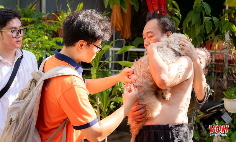 tiem-phong-dai-090524-2-183114 Sinh viên thú y hỗ trợ lực lượng chuyên ngành, tiêm phòng bệnh dại cho vật nuôi tại địa phương